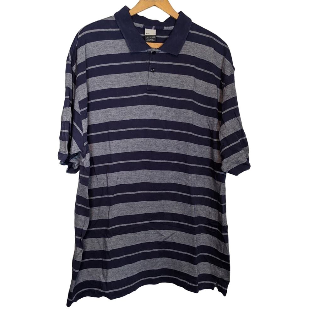 Men's Nike Striped Polo Button Shirt Cotton Collared Shirt Size XXL Golf Summer
